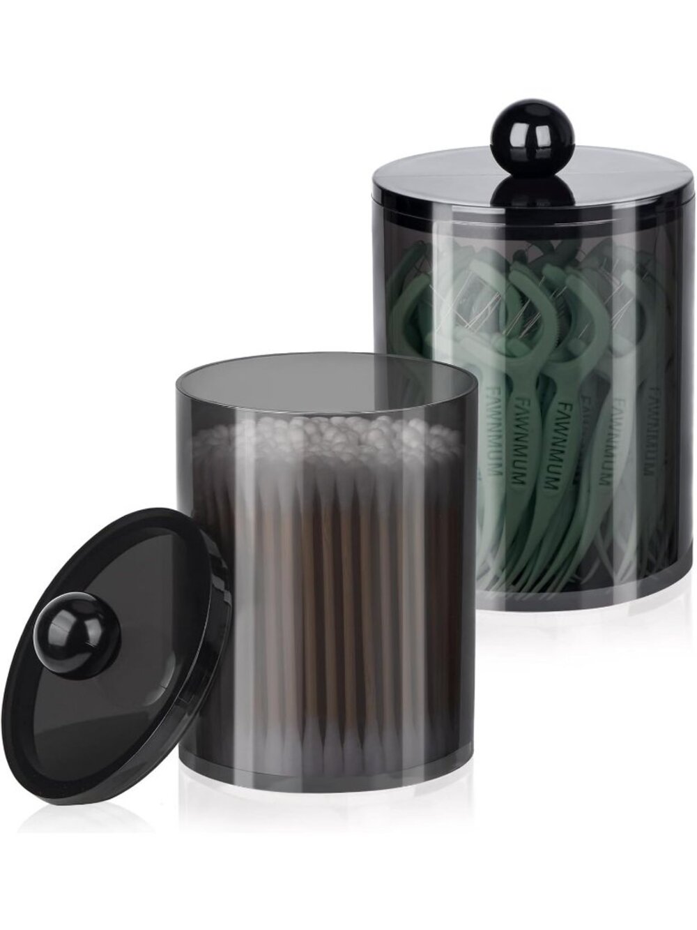New 2 Pack Qtip Holder Canister Set 10oz & 12oz Bathroom Storage Jars with Lids